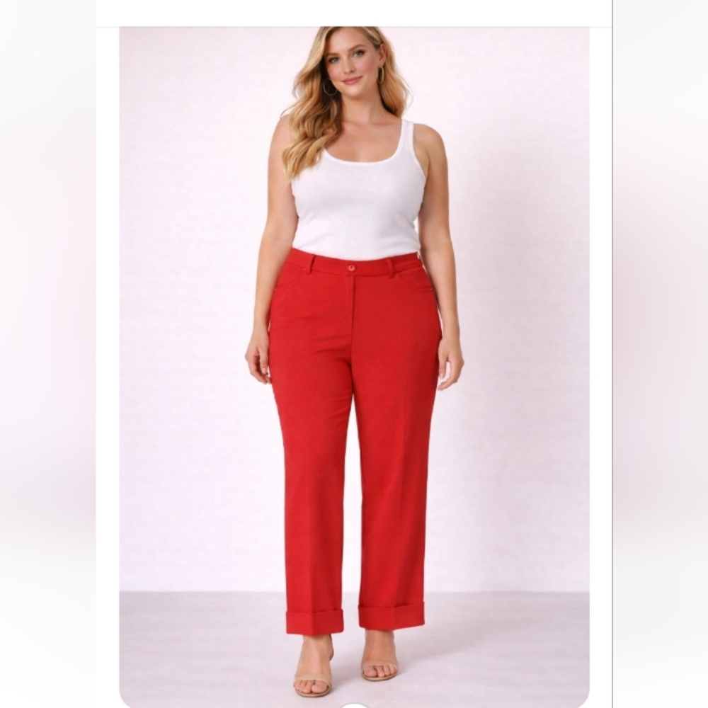 Sag Harbor Red Stretch Dress Pants Size 12 | Career Trouser | Matching Blazer Av